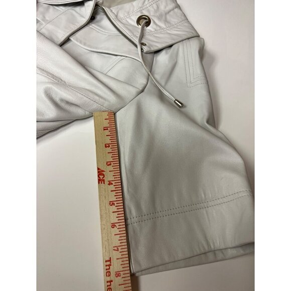 Peter Nygard White Leather Short Full Zip Jacket Women's Size 10 - Picture 6 of 8